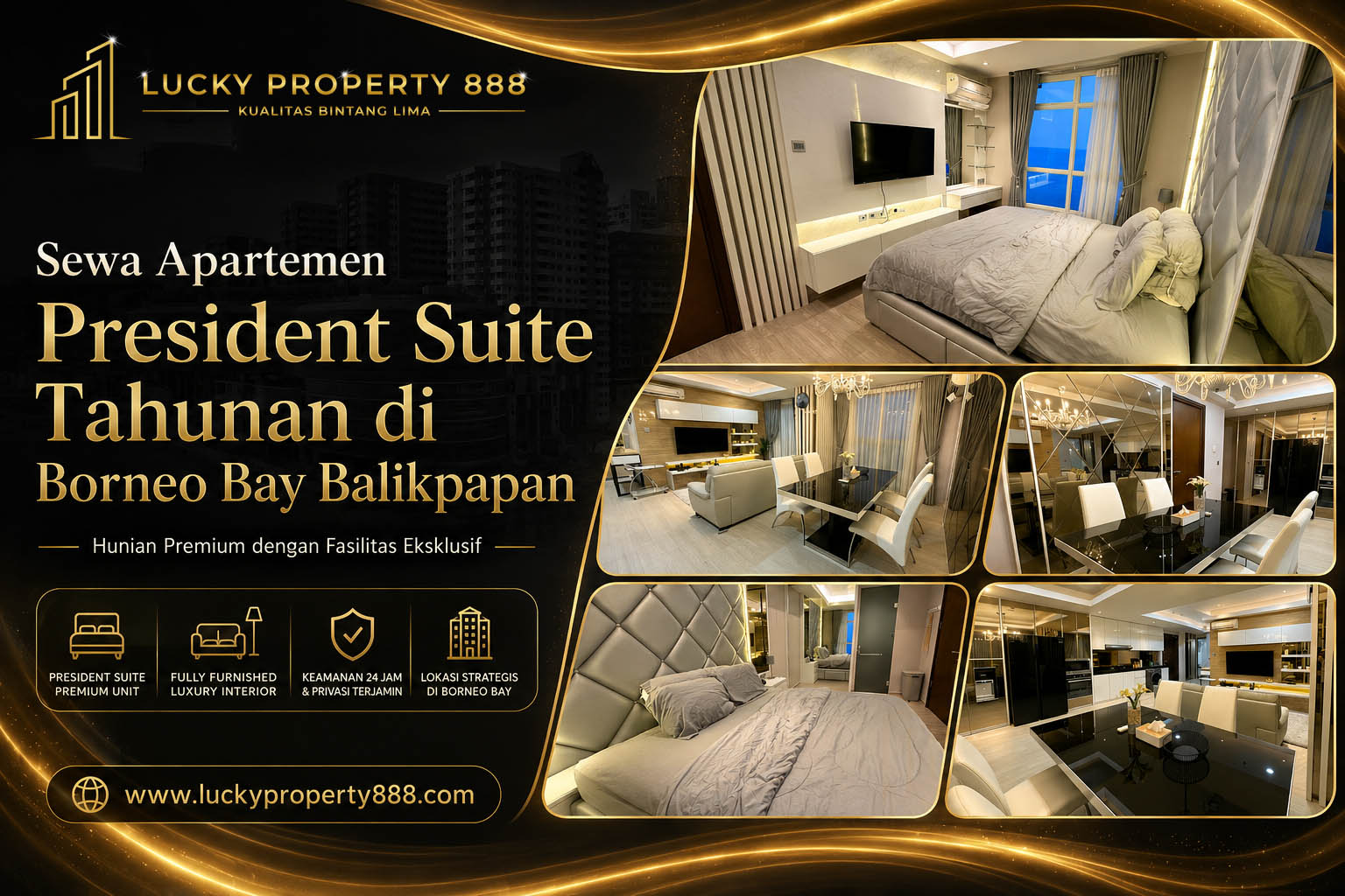 Sewa Apartemen President Suite Tahunan di Borneo Bay Balikpapan